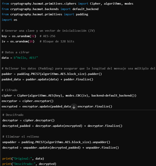 imagen de programación de aes en python